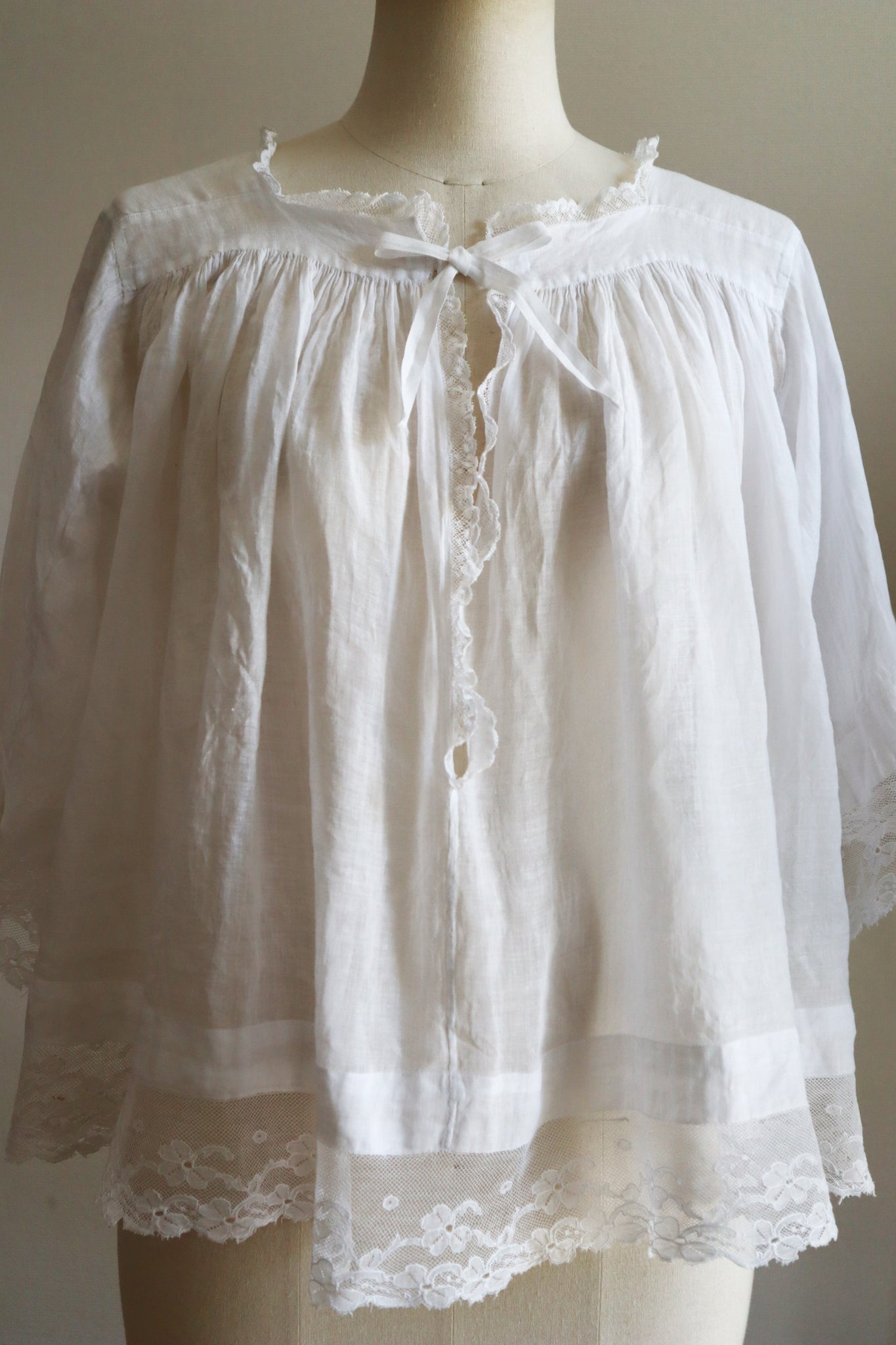 1890s French Handsewn Linen Church Smock