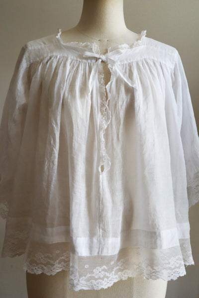 1890s French Handsewn Linen Church Smock