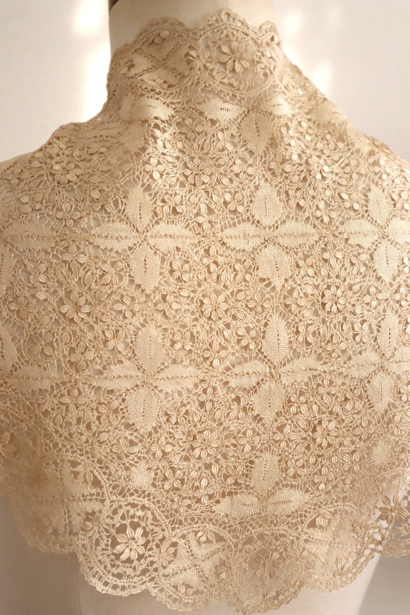 1900s Silk Maltese Lace Shawl