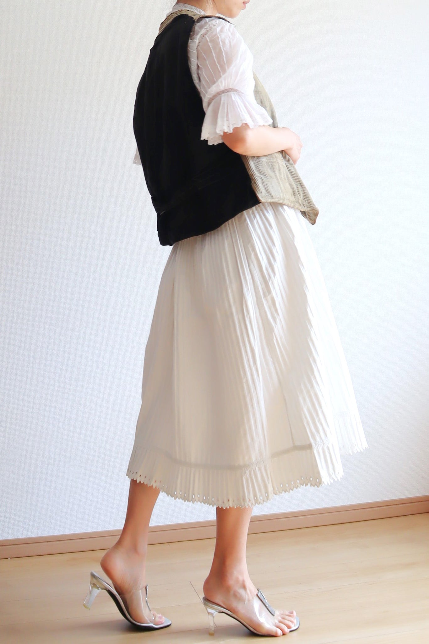 1910s French Striped Cotton Skirt