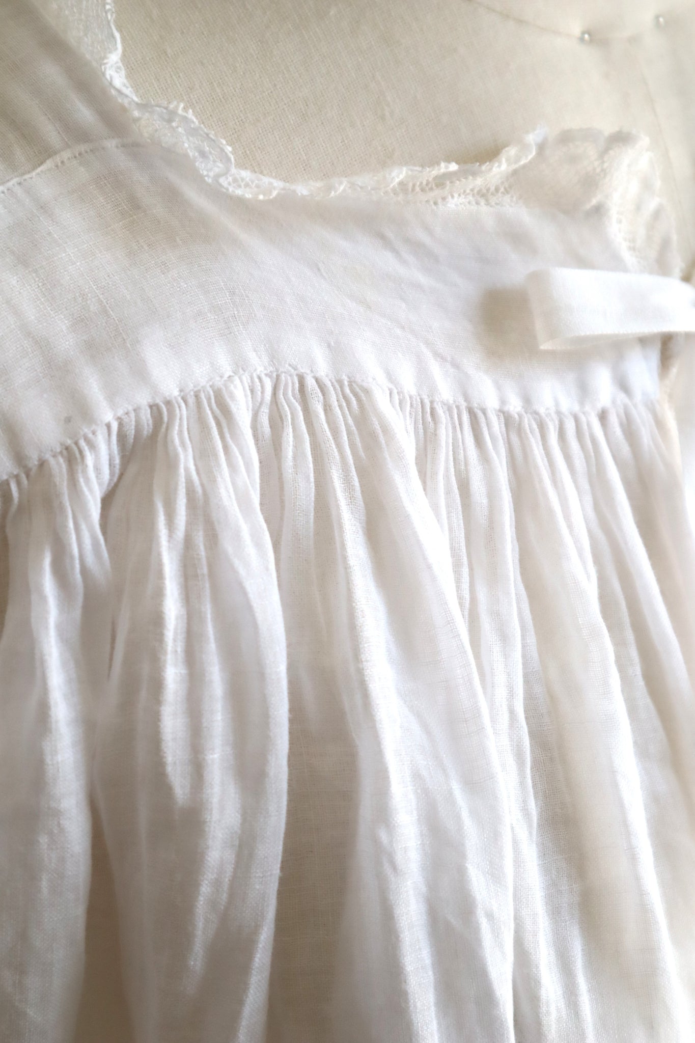 1890s French Handsewn Linen Church Smock