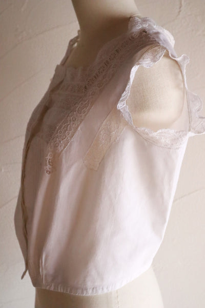 1900s French Cotton Corset Cover with Pintucks and Hand Embroidery