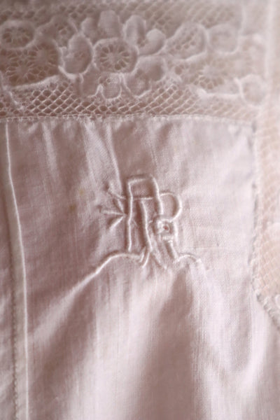 1900s French Cotton Corset Cover with Pintucks and Hand Embroidery