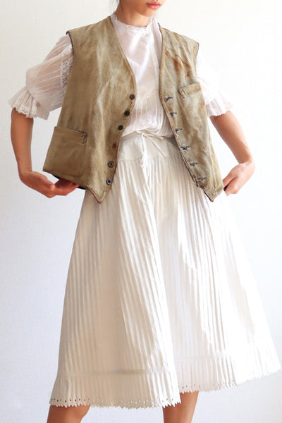 1910s French Striped Cotton Skirt