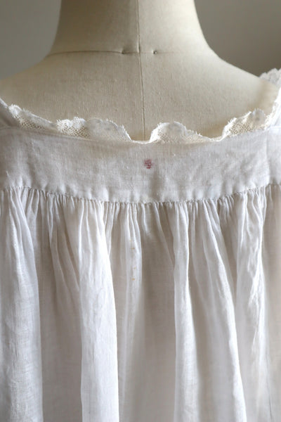 1890s French Handsewn Linen Church Smock