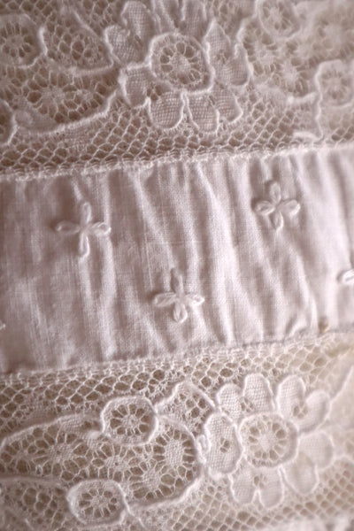 1900s French Cotton Corset Cover with Pintucks and Hand Embroidery