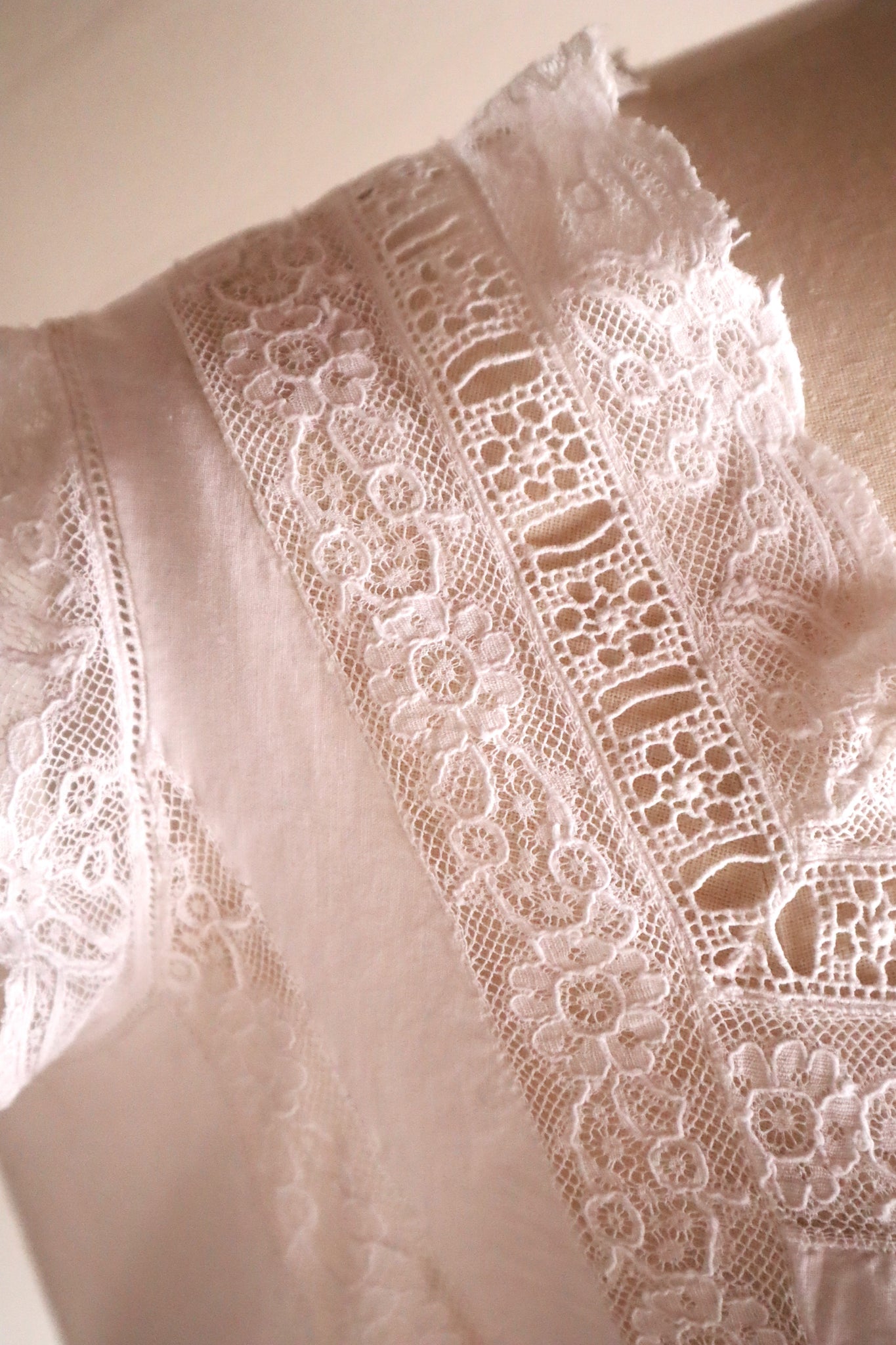 1900s French Cotton Corset Cover with Pintucks and Hand Embroidery