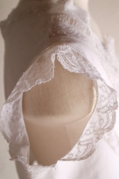 1900s French Cotton Corset Cover with Pintucks and Hand Embroidery