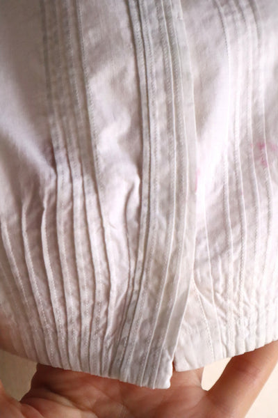 1900s French Cotton Corset Cover with Pintucks and Hand Embroidery