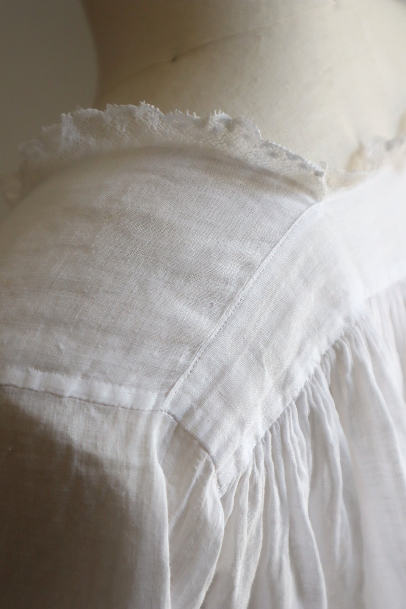 1890s French Handsewn Linen Church Smock