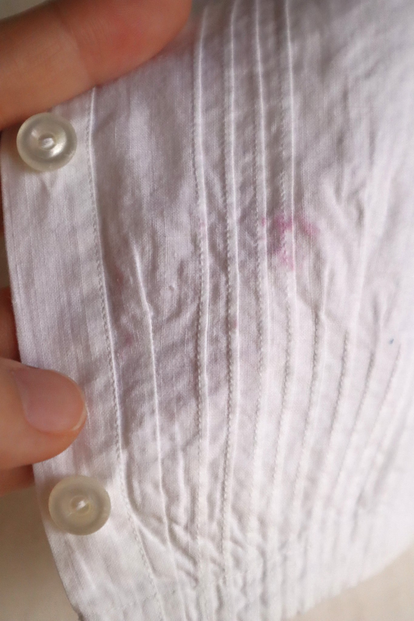 1900s French Cotton Corset Cover with Pintucks and Hand Embroidery