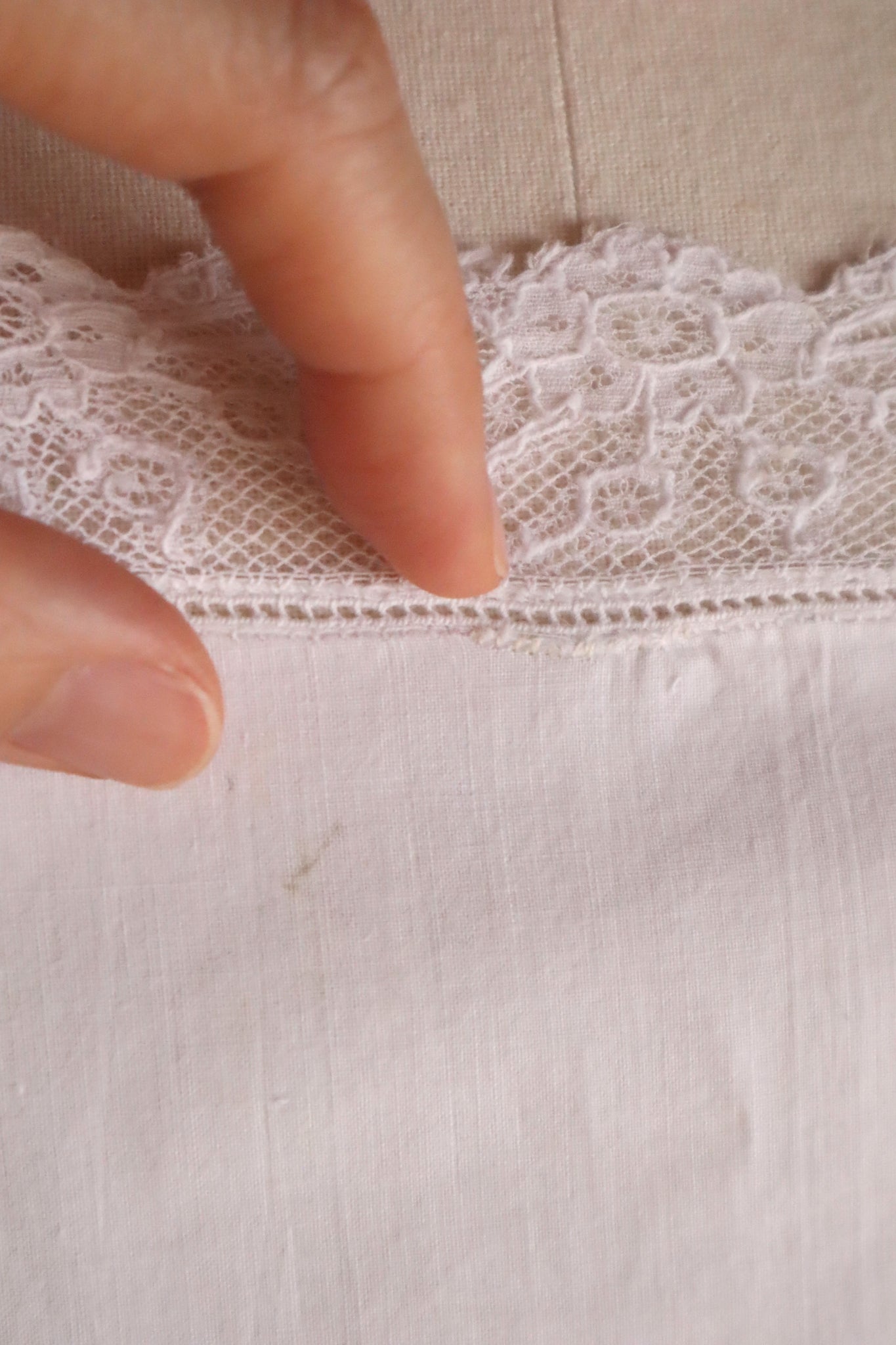 1900s French Cotton Corset Cover with Pintucks and Hand Embroidery