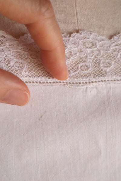 1900s French Cotton Corset Cover with Pintucks and Hand Embroidery