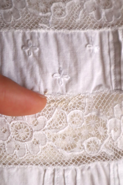 1900s French Cotton Corset Cover with Pintucks and Hand Embroidery