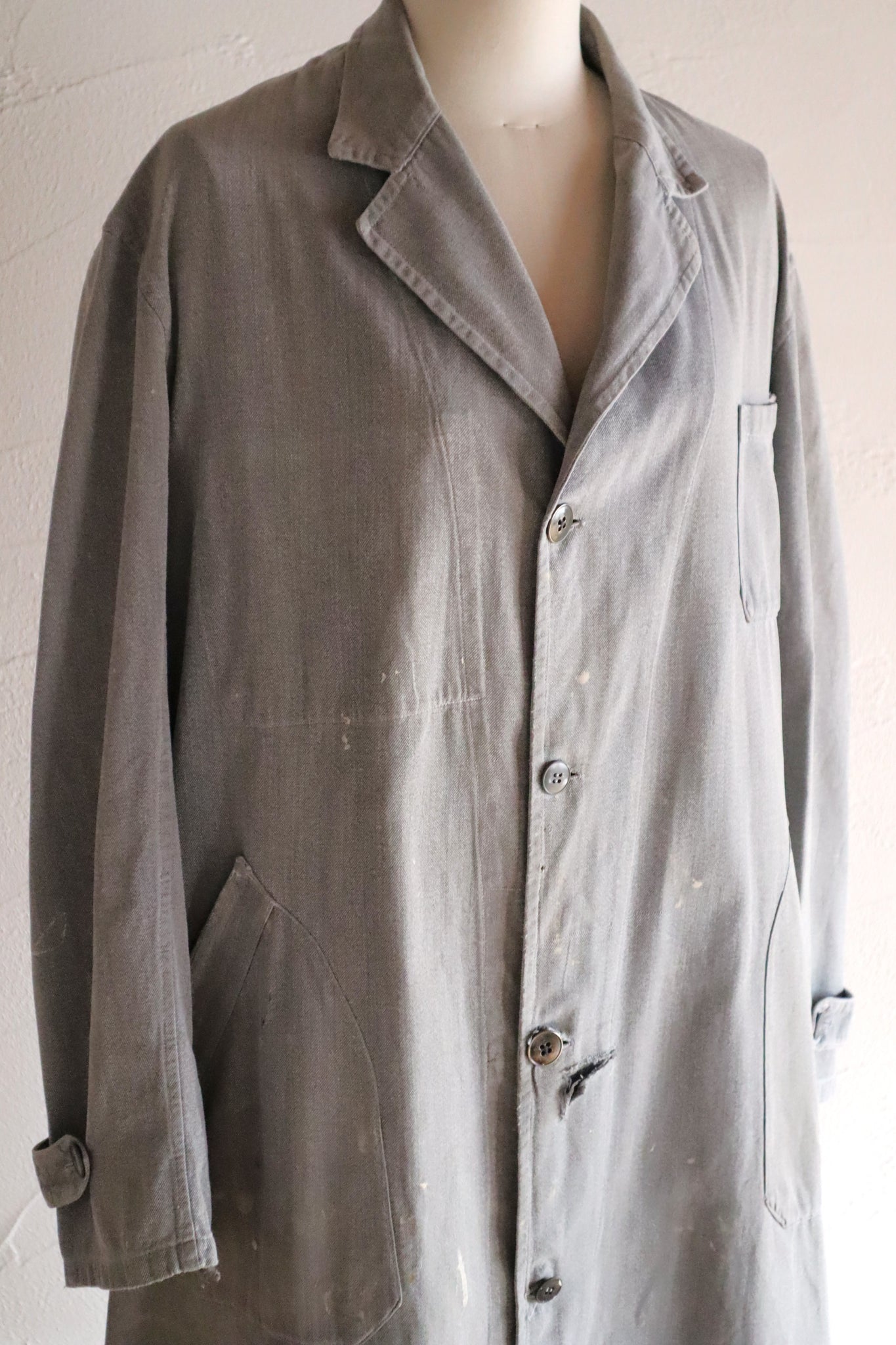 1960s French Grey Cotton Atelier Coat