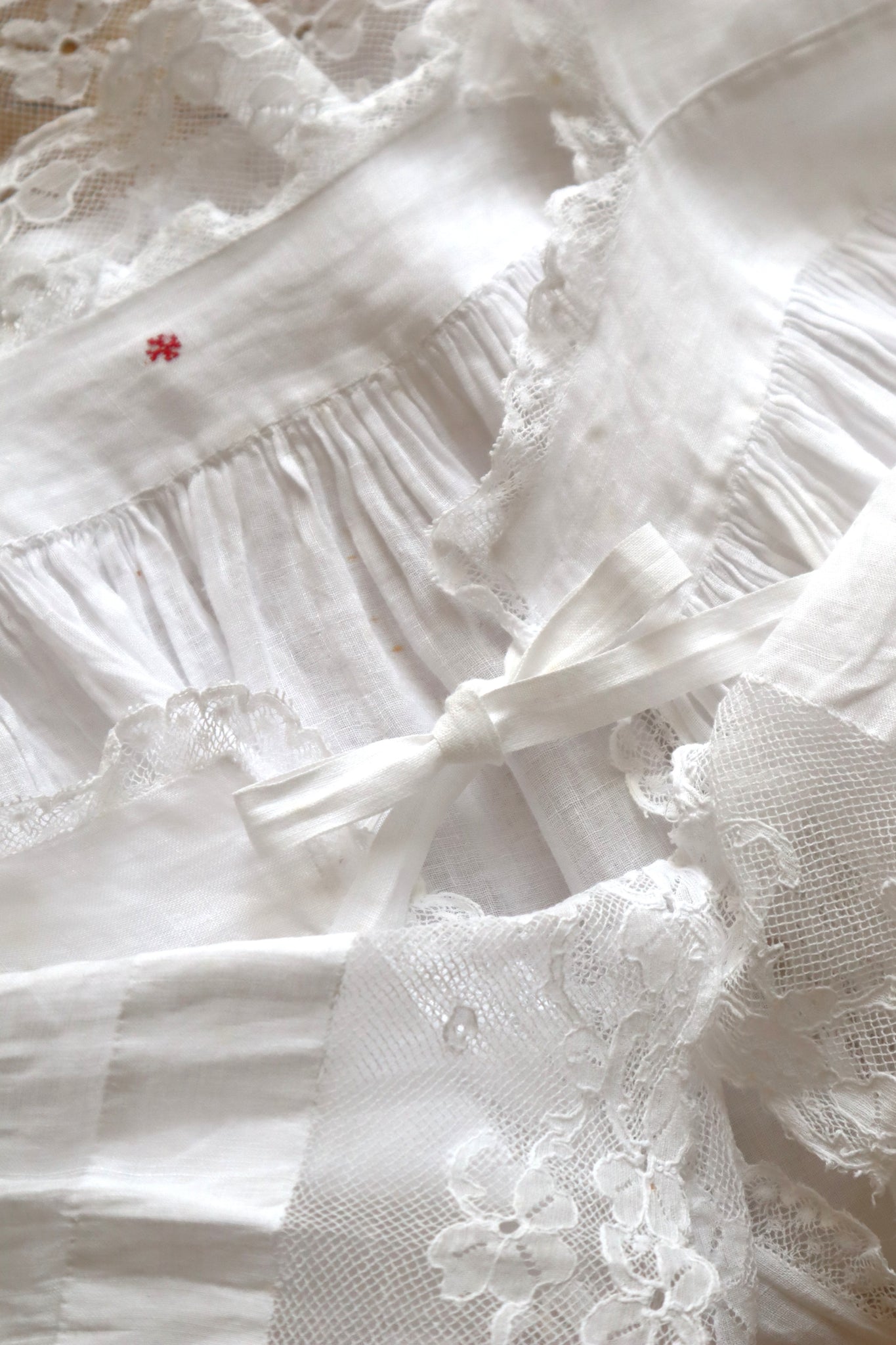 1890s French Handsewn Linen Church Smock
