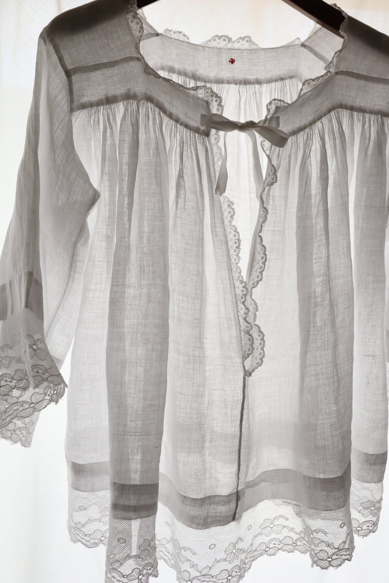 1890s French Handsewn Linen Church Smock