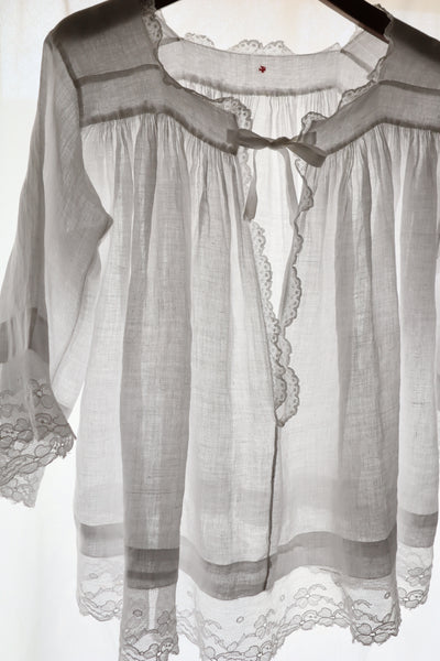 1890s French Handsewn Linen Church Smock
