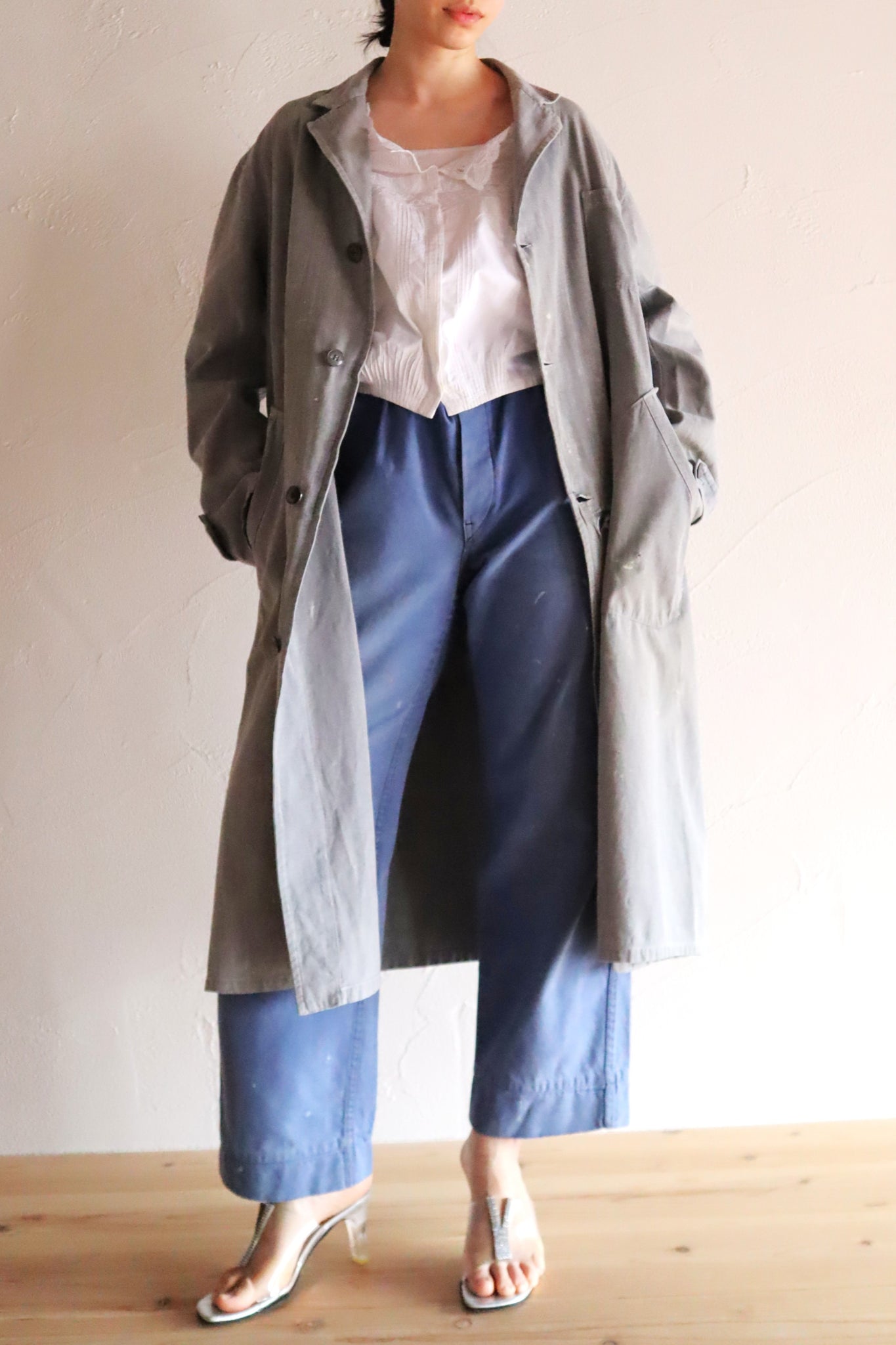 1960s French Grey Cotton Atelier Coat