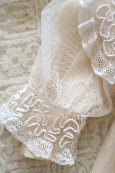 1910s French Tulle Lace & Silk Baby Jacket