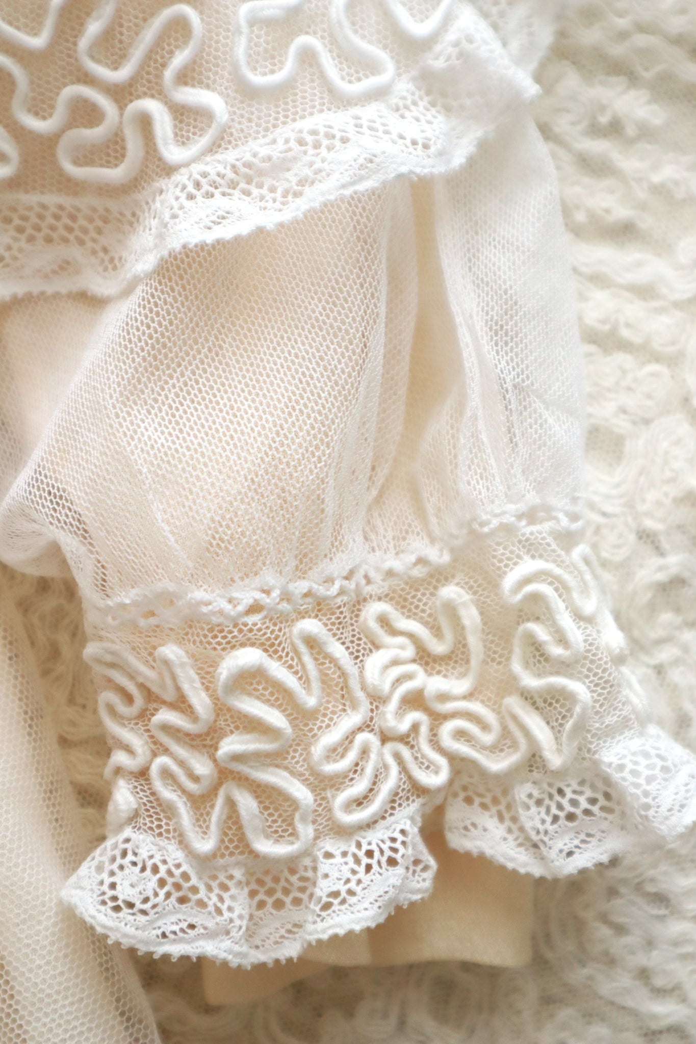 1910s French Tulle Lace & Silk Baby Jacket