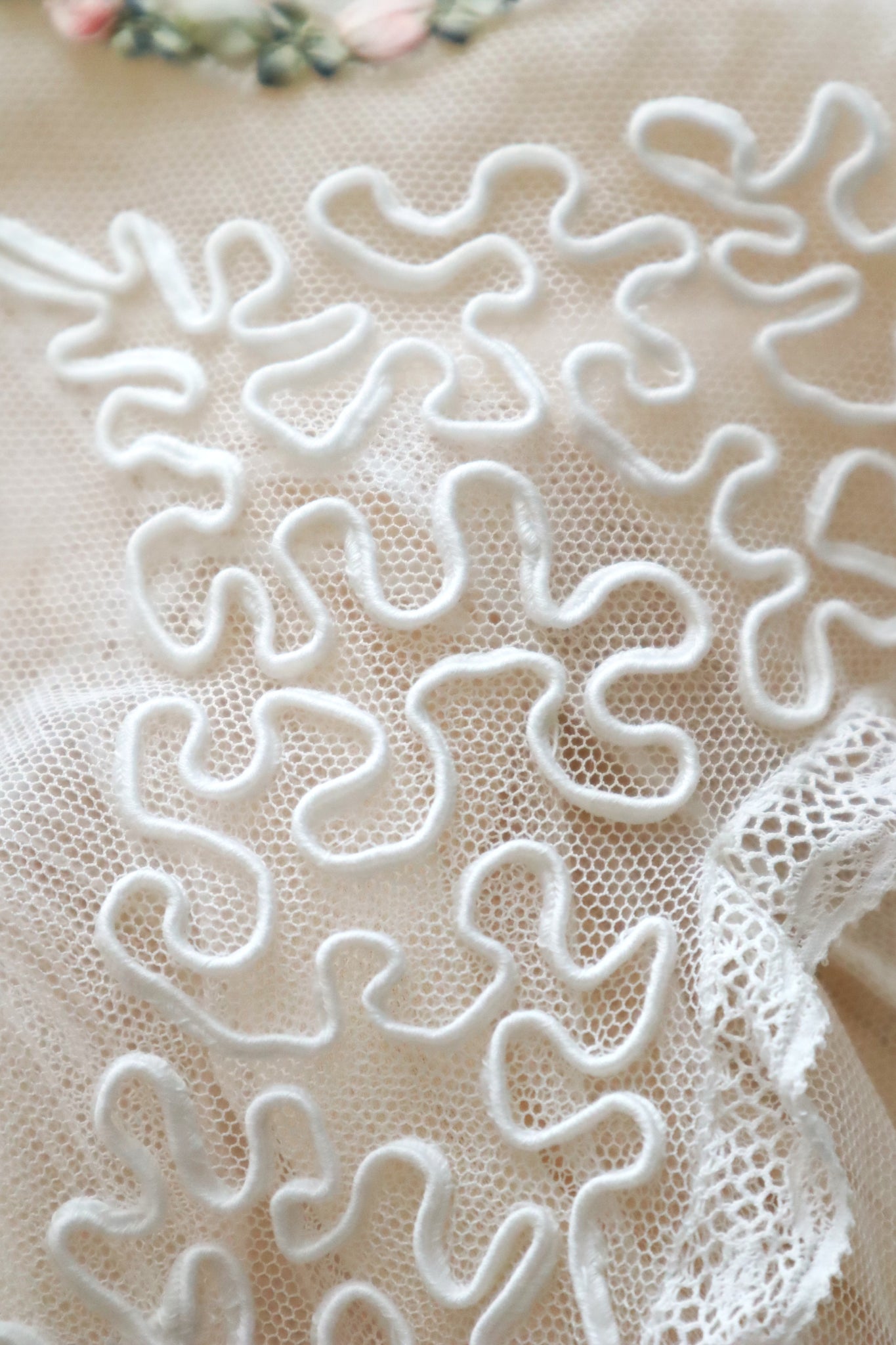1910s French Tulle Lace & Silk Baby Jacket
