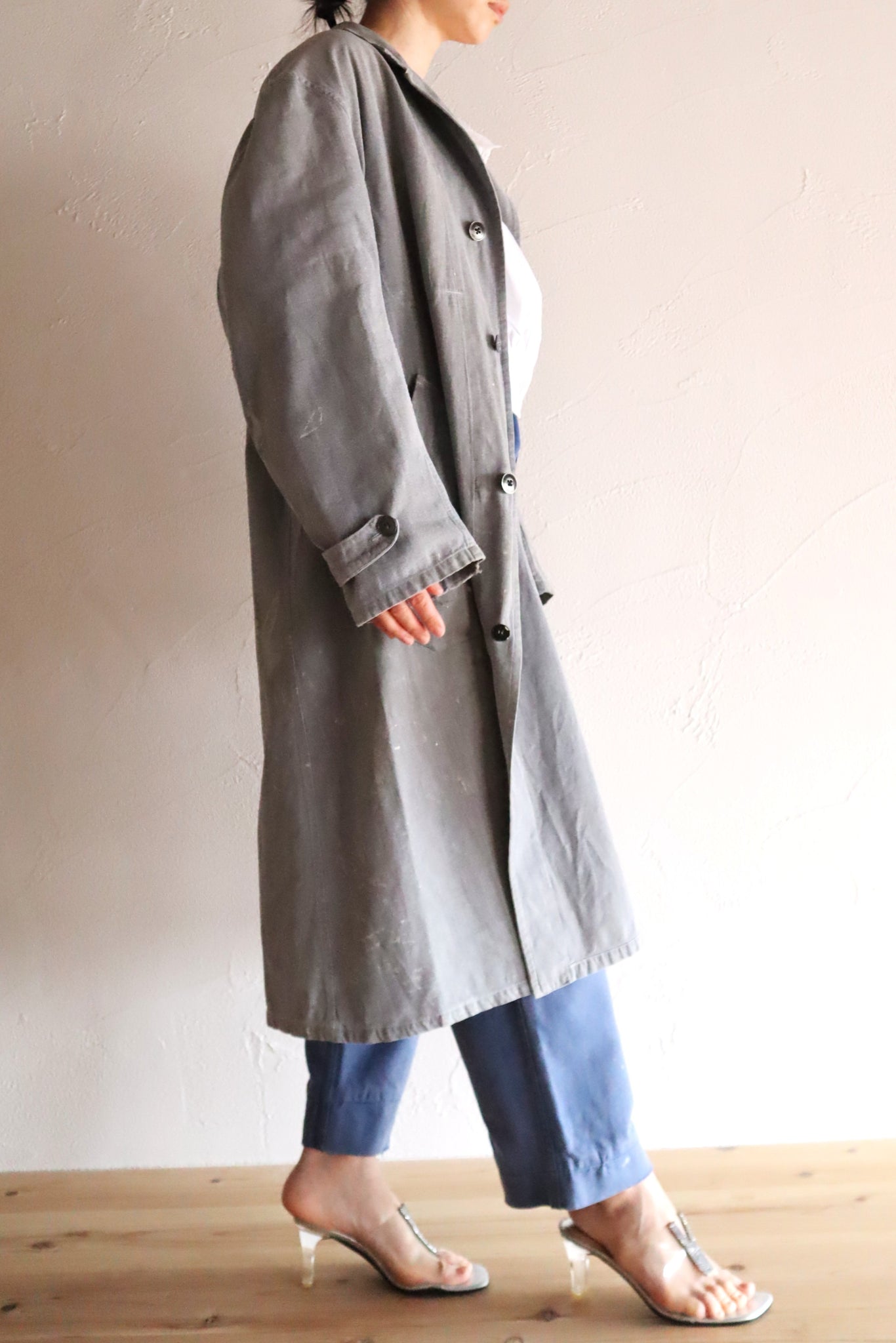 1960s French Grey Cotton Atelier Coat
