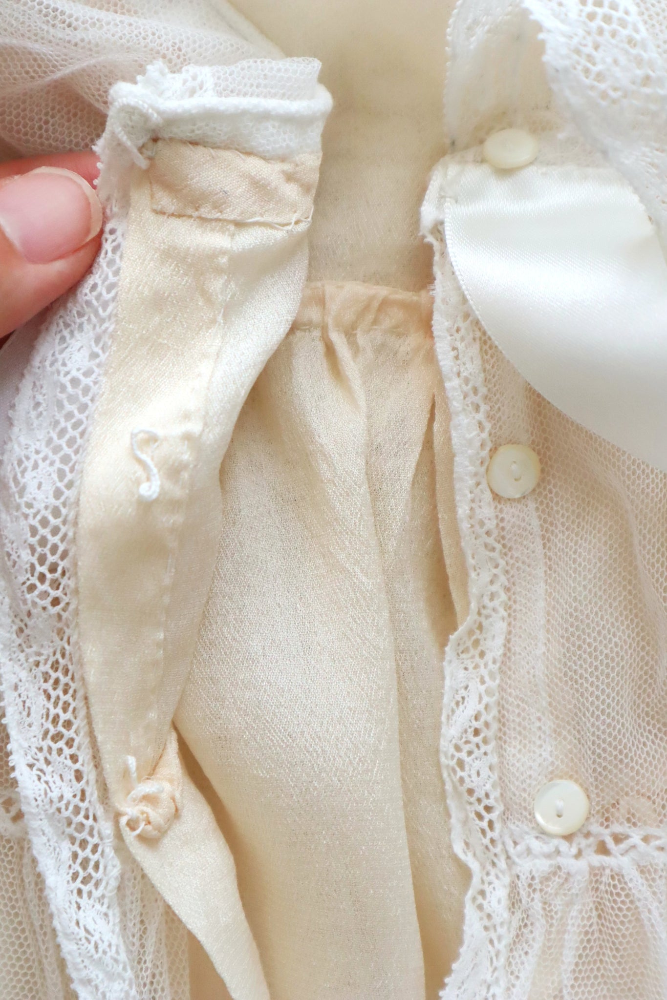 1910s French Tulle Lace & Silk Baby Jacket