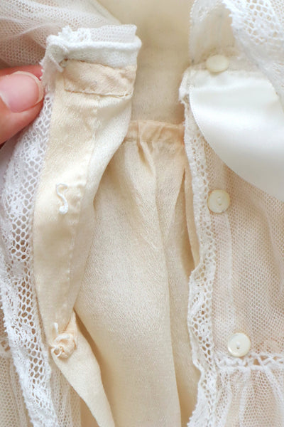 1910s French Tulle Lace & Silk Baby Jacket