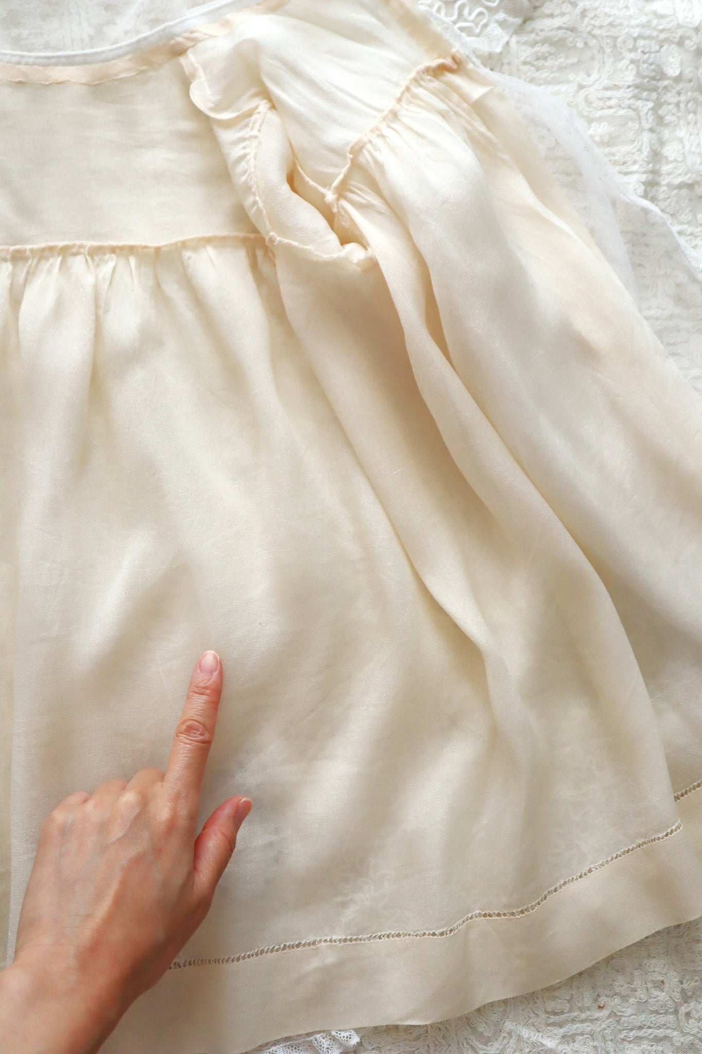 1910s French Tulle Lace & Silk Baby Jacket