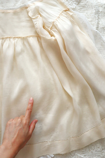 1910s French Tulle Lace & Silk Baby Jacket