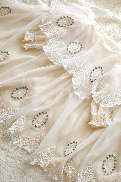 1910s French Tulle Lace & Silk Baby Jacket