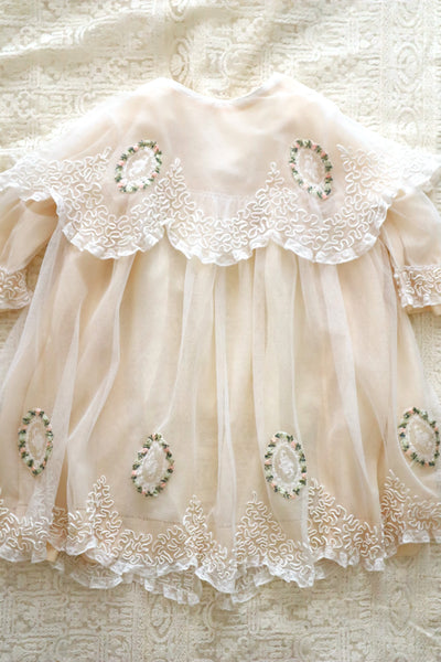 1910s French Tulle Lace & Silk Baby Jacket