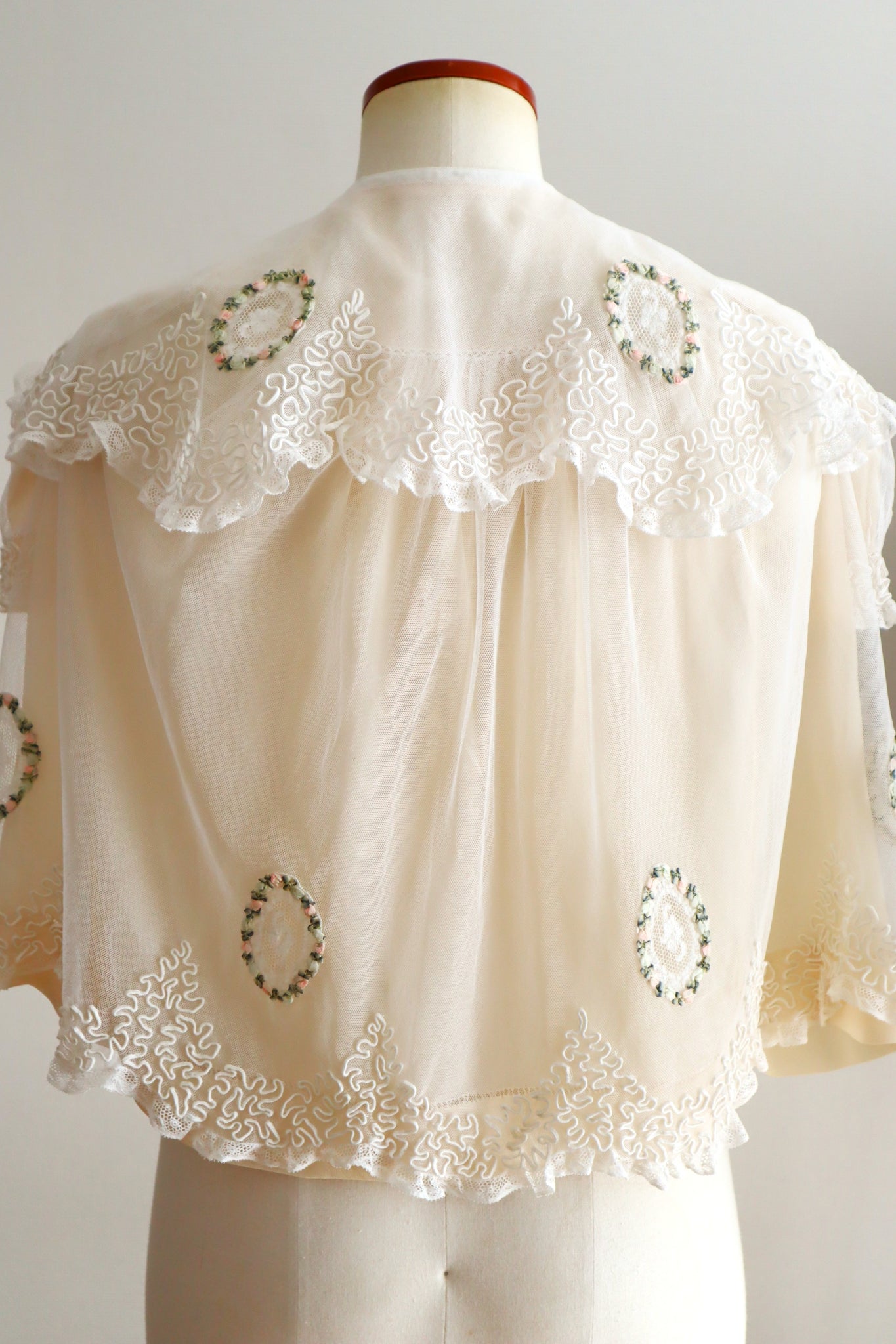 1910s French Tulle Lace & Silk Baby Jacket