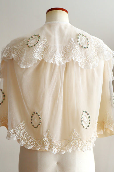 1910s French Tulle Lace & Silk Baby Jacket