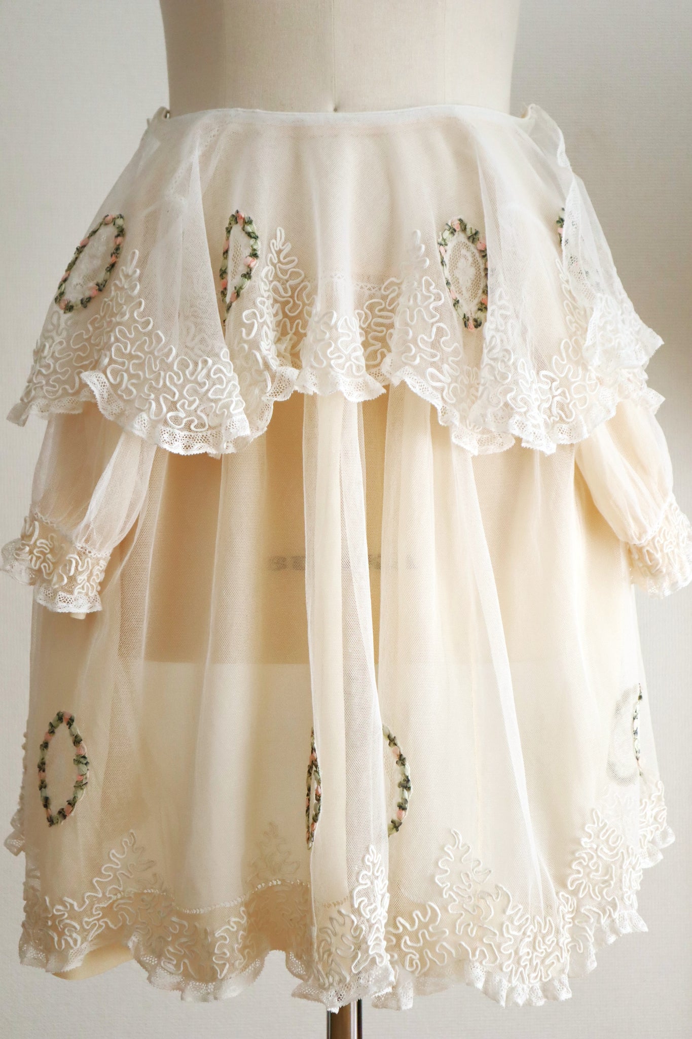 1910s French Tulle Lace & Silk Baby Jacket