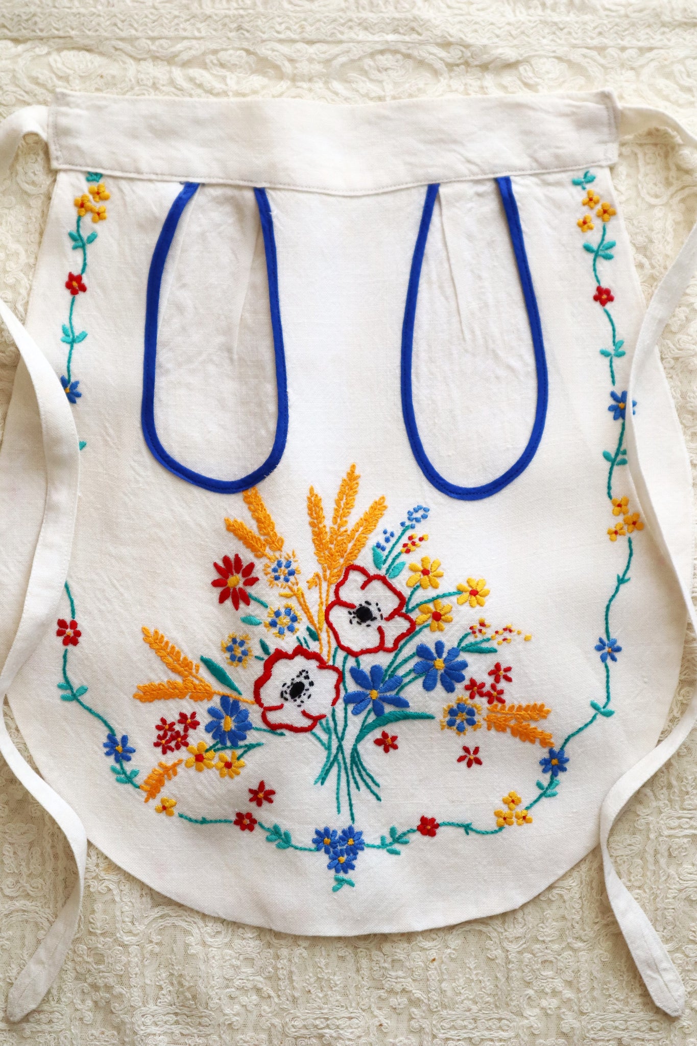 1940s Flower Decorative Linen Apron