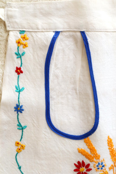 1940s Flower Decorative Linen Apron