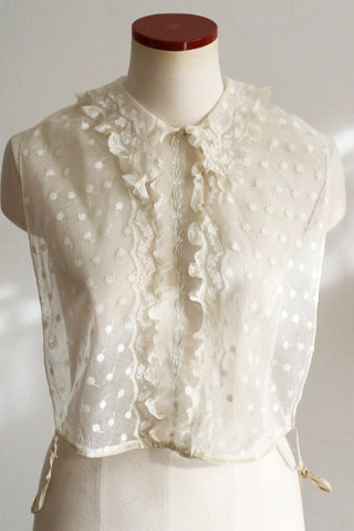 1910s French Daisy Tulle Lace Dickey