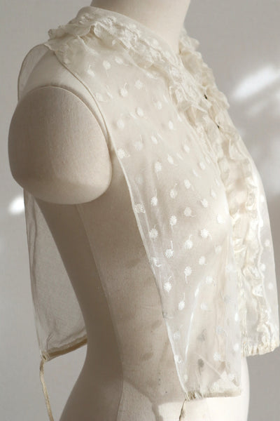 1910s French Daisy Tulle Lace Dickey