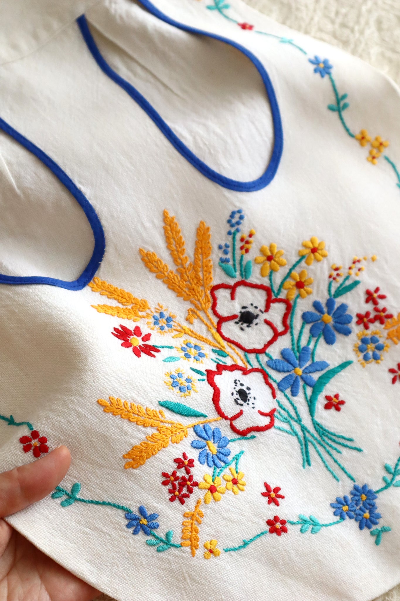 1940s Flower Decorative Linen Apron