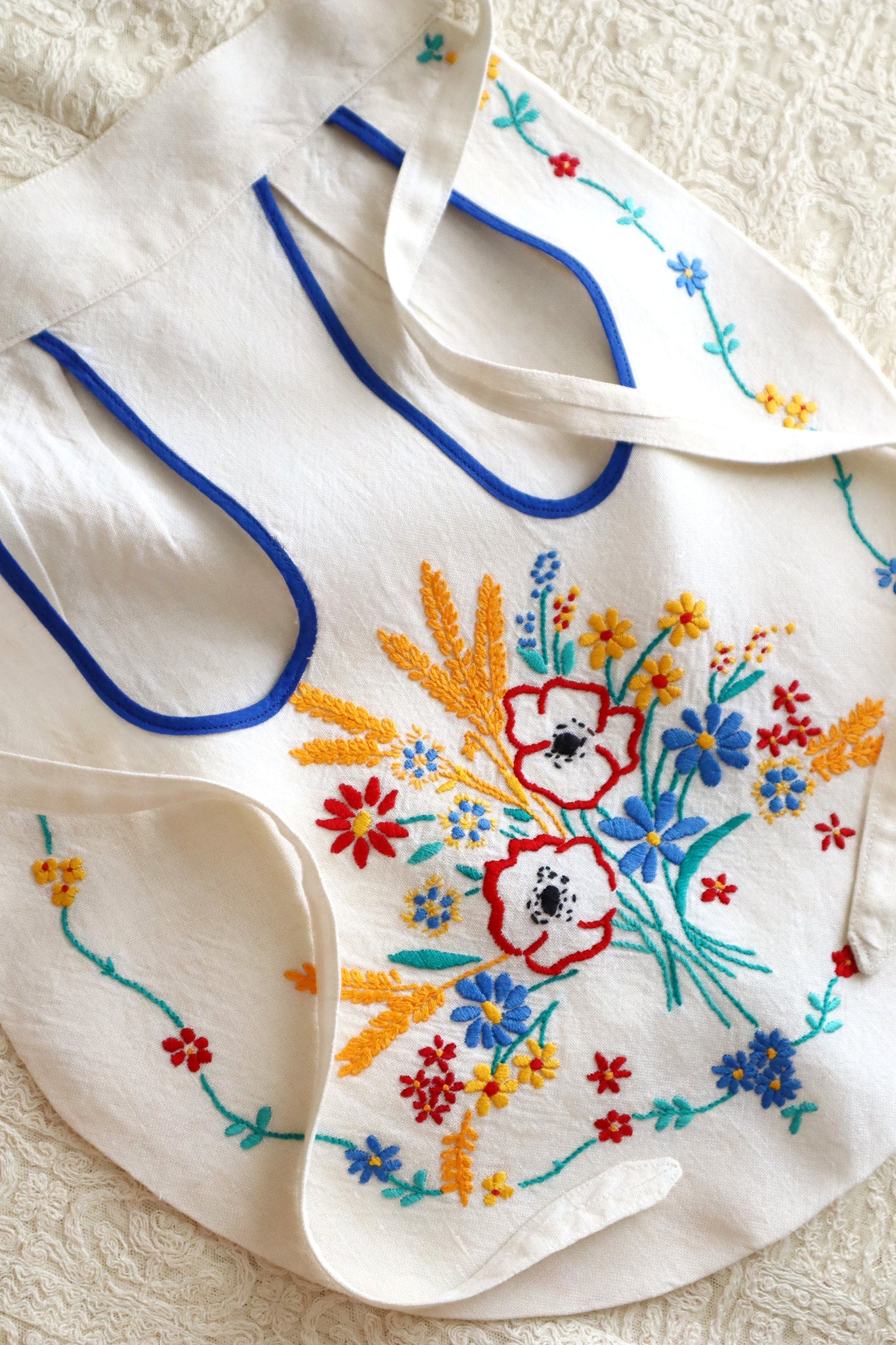 1940s Flower Decorative Linen Apron