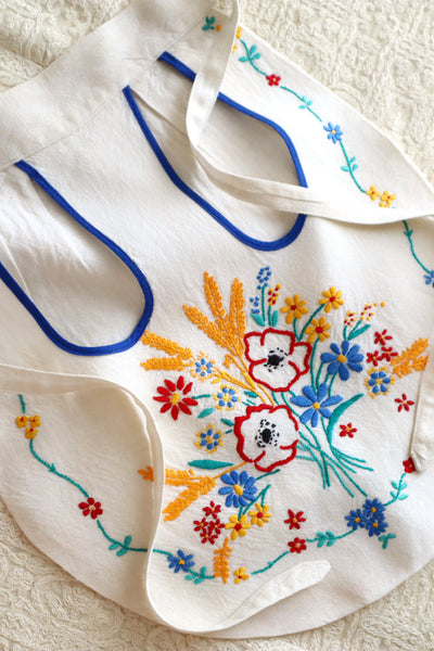 1940s Flower Decorative Linen Apron