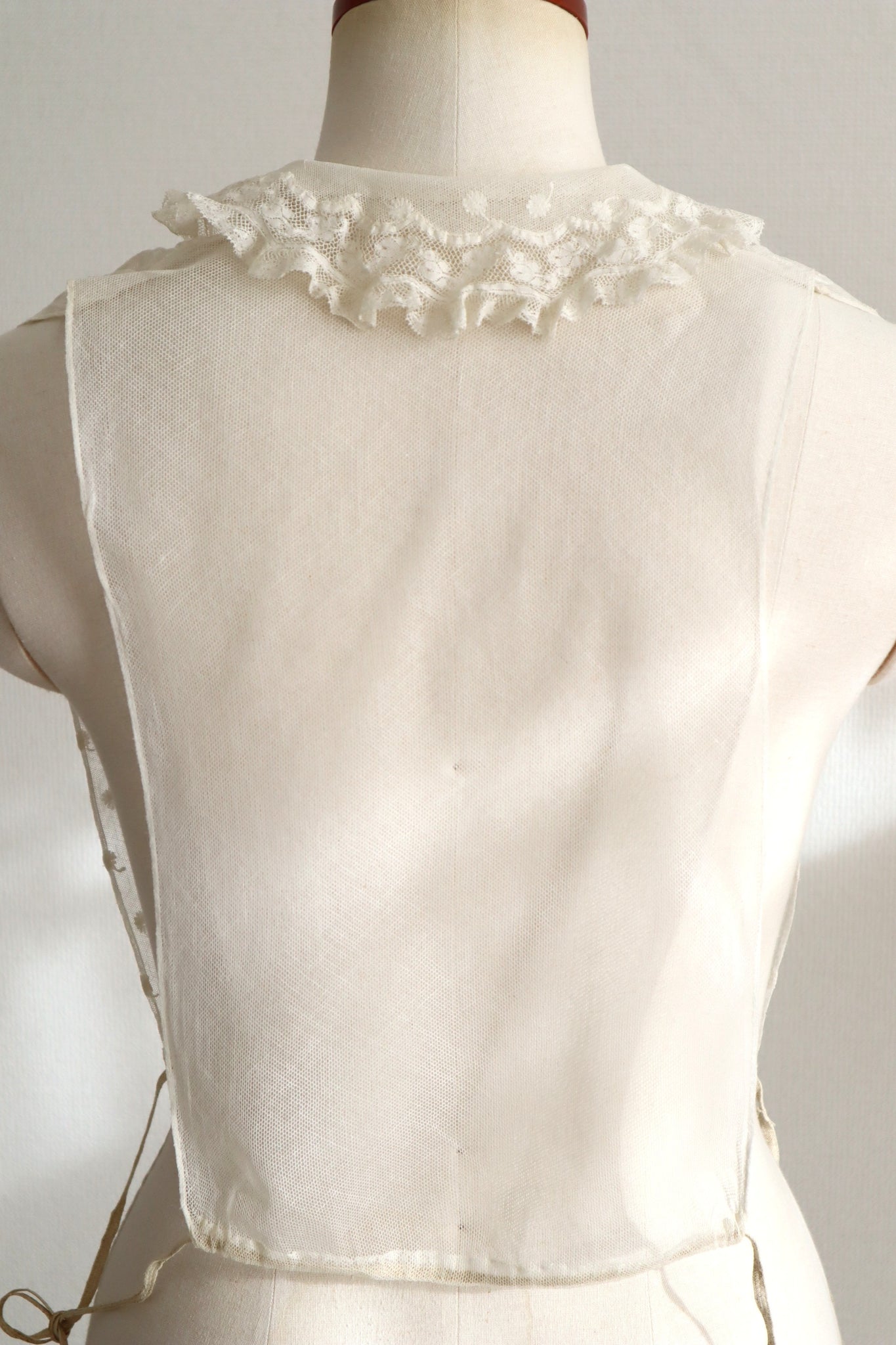 1910s French Daisy Tulle Lace Dickey