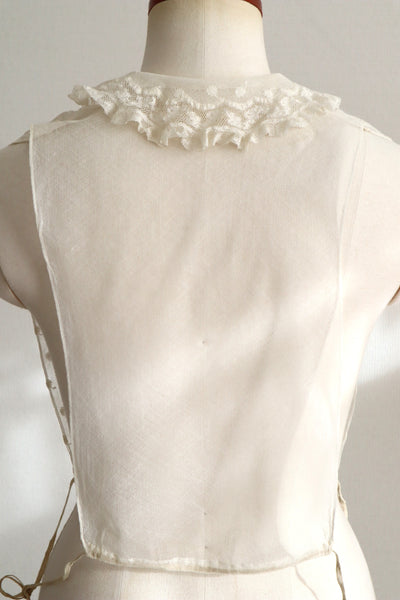 1910s French Daisy Tulle Lace Dickey