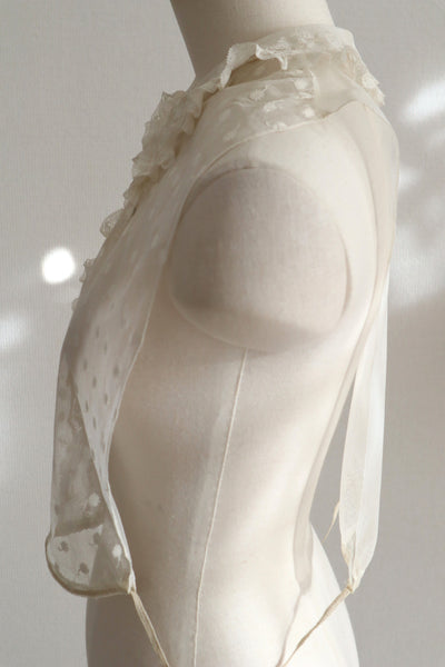 1910s French Daisy Tulle Lace Dickey