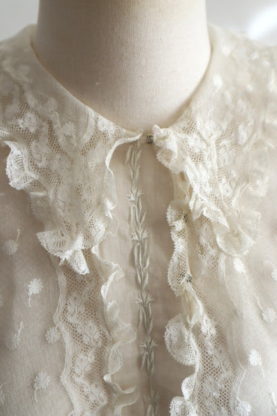 1910s French Daisy Tulle Lace Dickey