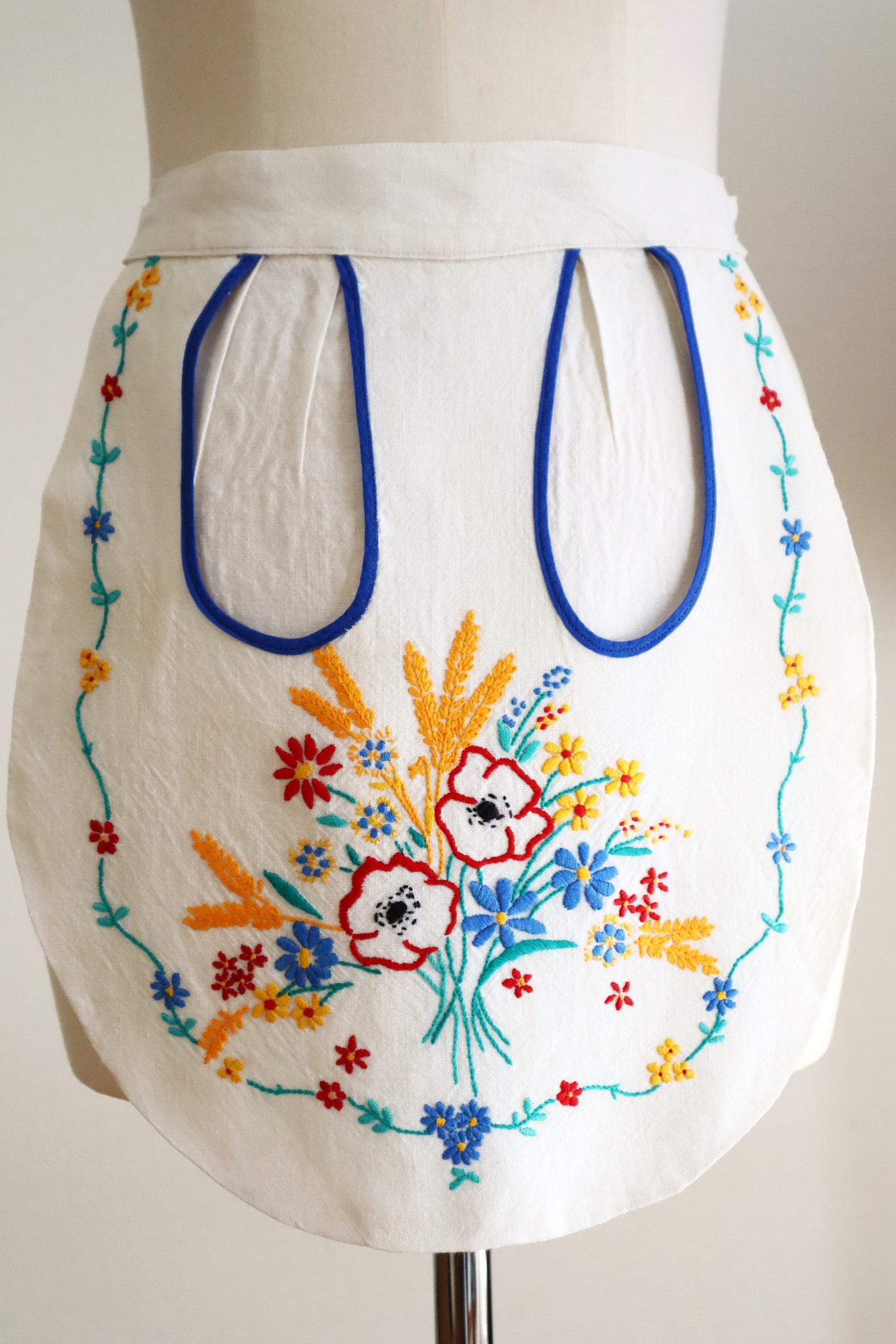 1940s Flower Decorative Linen Apron