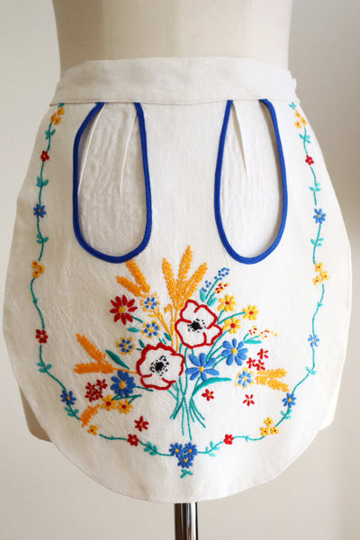 1940s Flower Decorative Linen Apron
