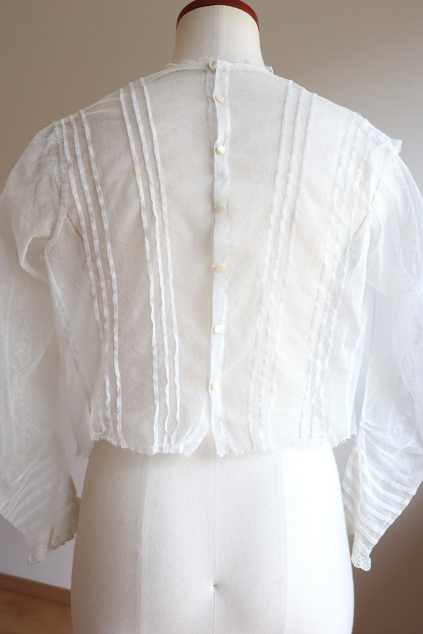 1900s Beaded Embroidery Tulle Blouse